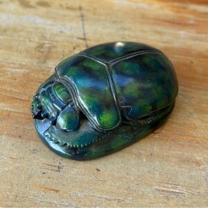 Veronese Green Scarab Beetle Resin Paperweight Egyptian Summit Collection